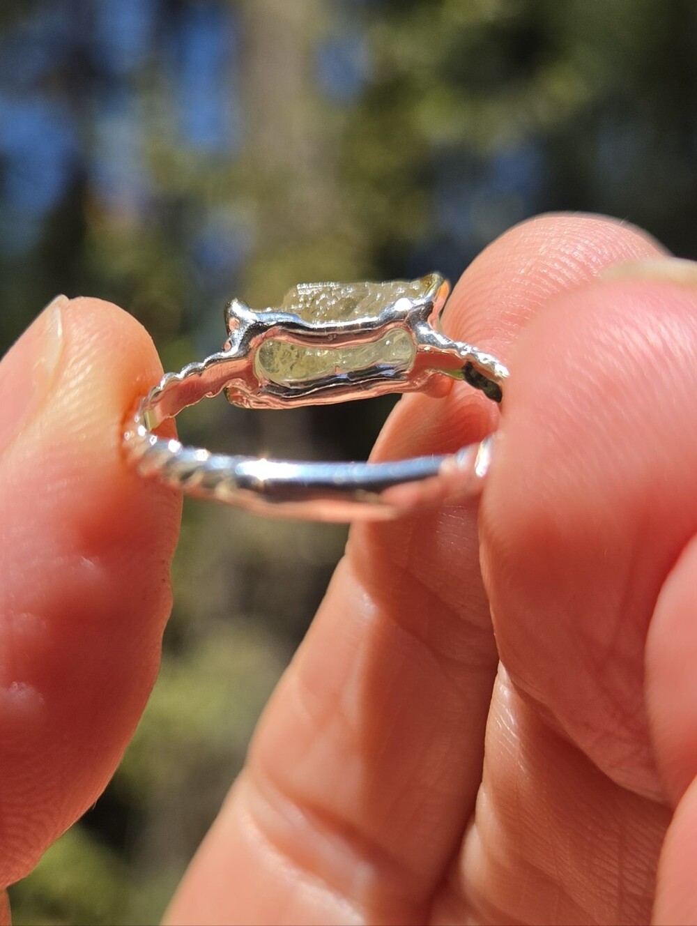 Tourmaline Natural Raw Gemstone Sterling & Gold Ring Sz7 - Picture 7 of 8